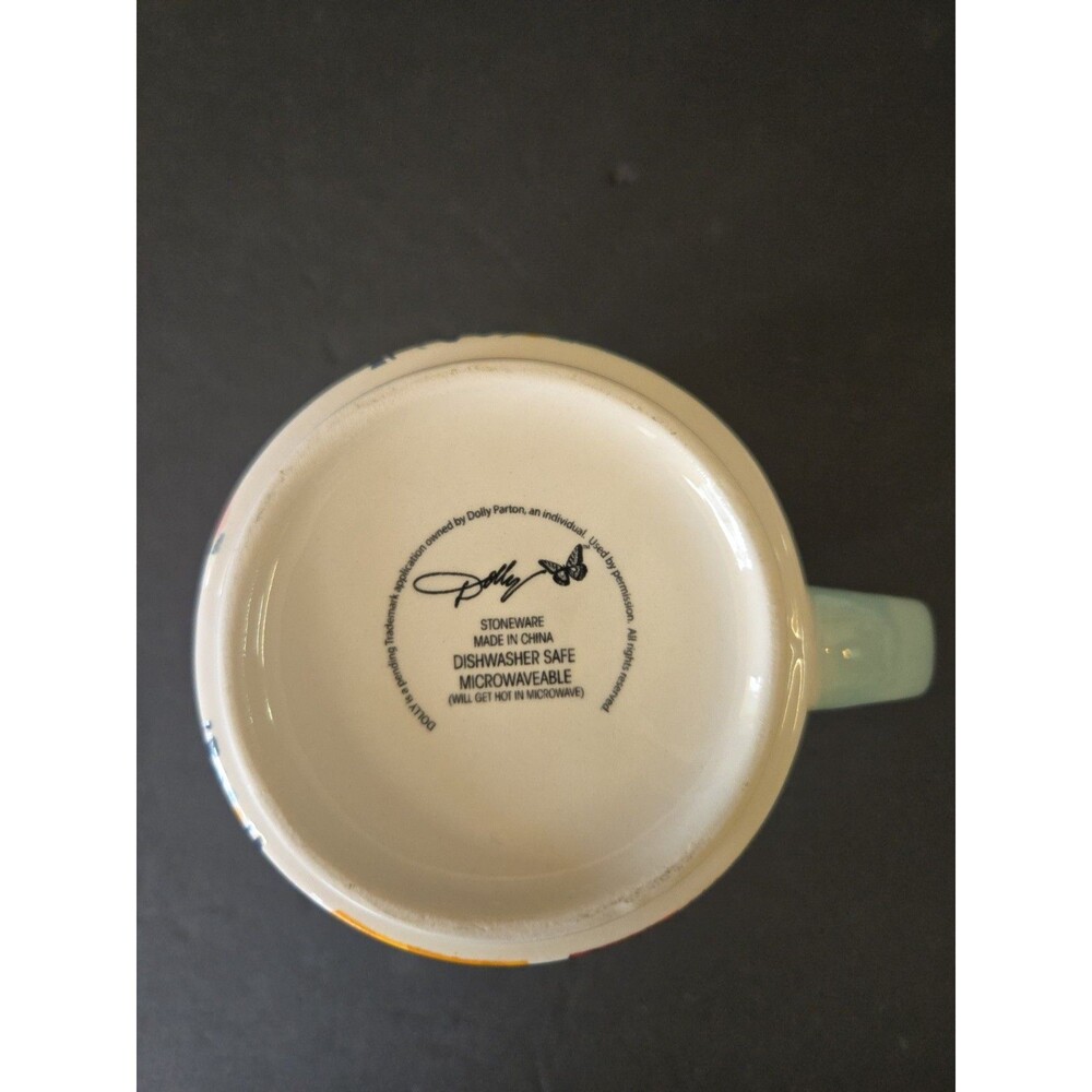 Dolly Parton Stoneware Floral Coffee Mug Blue 4" Microwave Dishwasher Safe - Picture 7 of 8